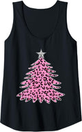 Womens Pink Leopard Animal Print Tree Christmas Holiday Cheetah Tank Top Tank Top Viral TikTok Find US Top Pick