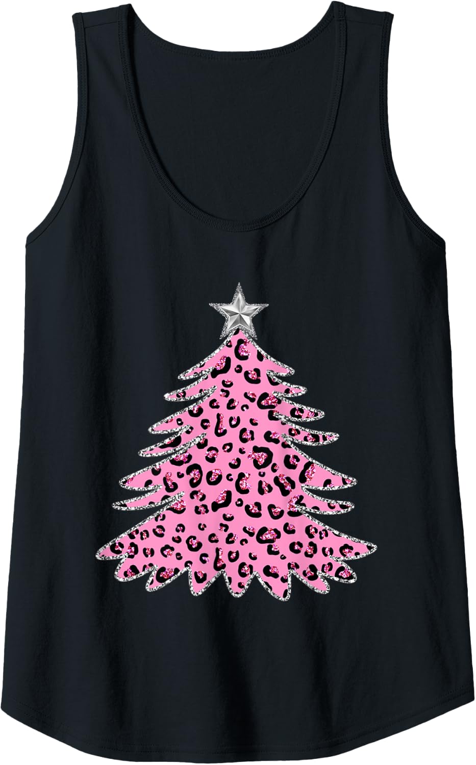 Womens Pink Leopard Animal Print Tree Christmas Holiday Cheetah Tank Top Tank Top Viral TikTok Find US Top Pick