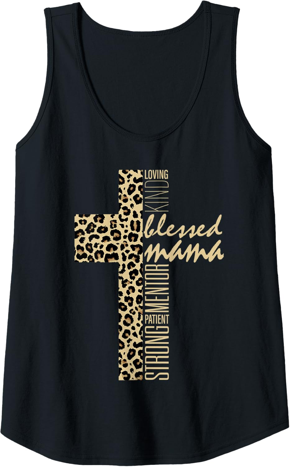 Womens Blessed Mama Cheetah Print Loving Kind Christian Mom Mother Tank Top Tank Top Streetwear Style US Top Pick
