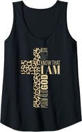 Womens Be Still And Know God Christian Verse Cheetah Print Cross Tank Top Tank Top Viral TikTok Find Everyday Wear