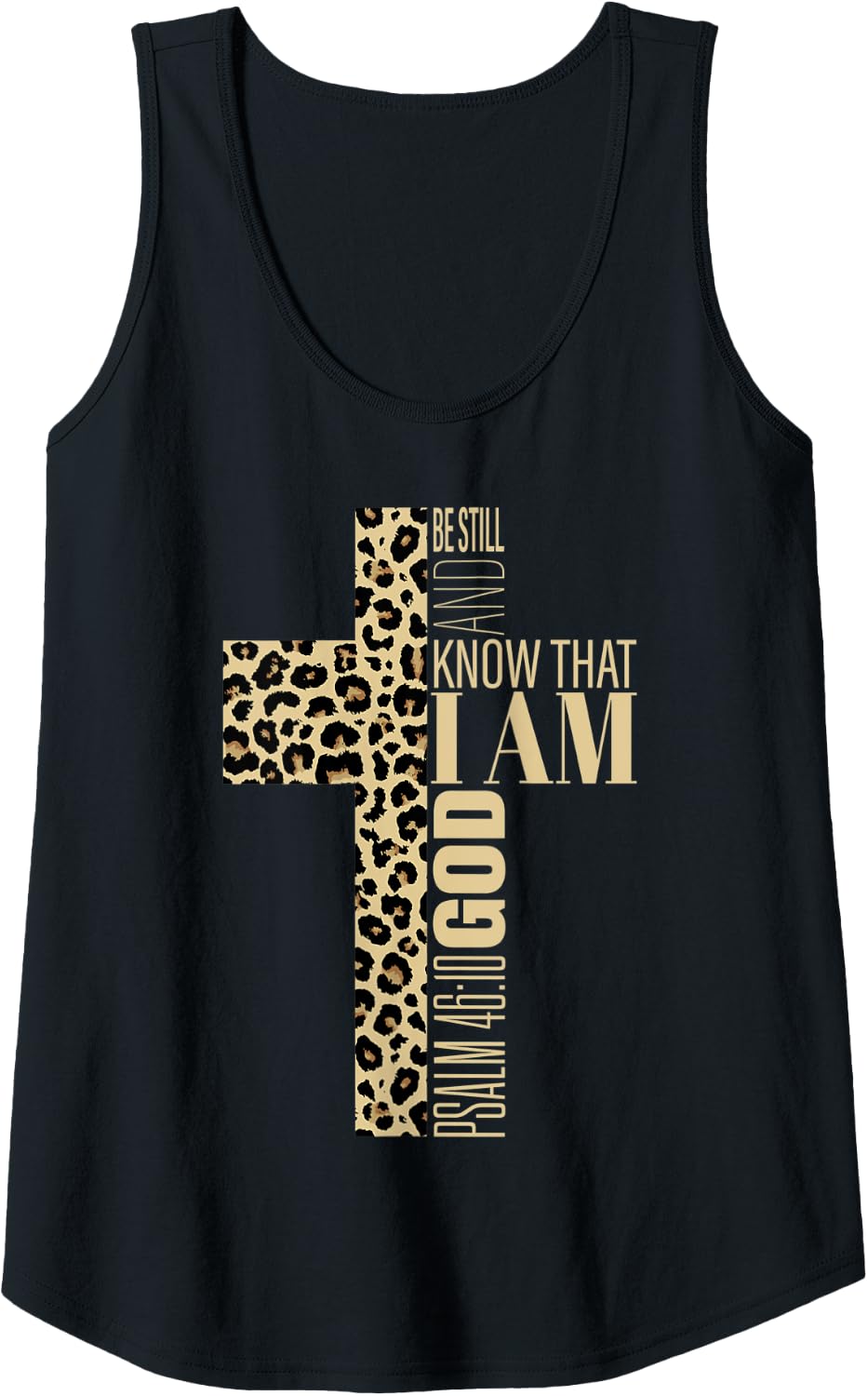 Womens Be Still And Know God Christian Verse Cheetah Print Cross Tank Top Tank Top Viral TikTok Find Everyday Wear