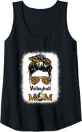 Womens Volleyball Mom Mama Leopard Cheetah Print Bleached Women Fun Tank Top Tank Top Viral TikTok Find Fan Favorite