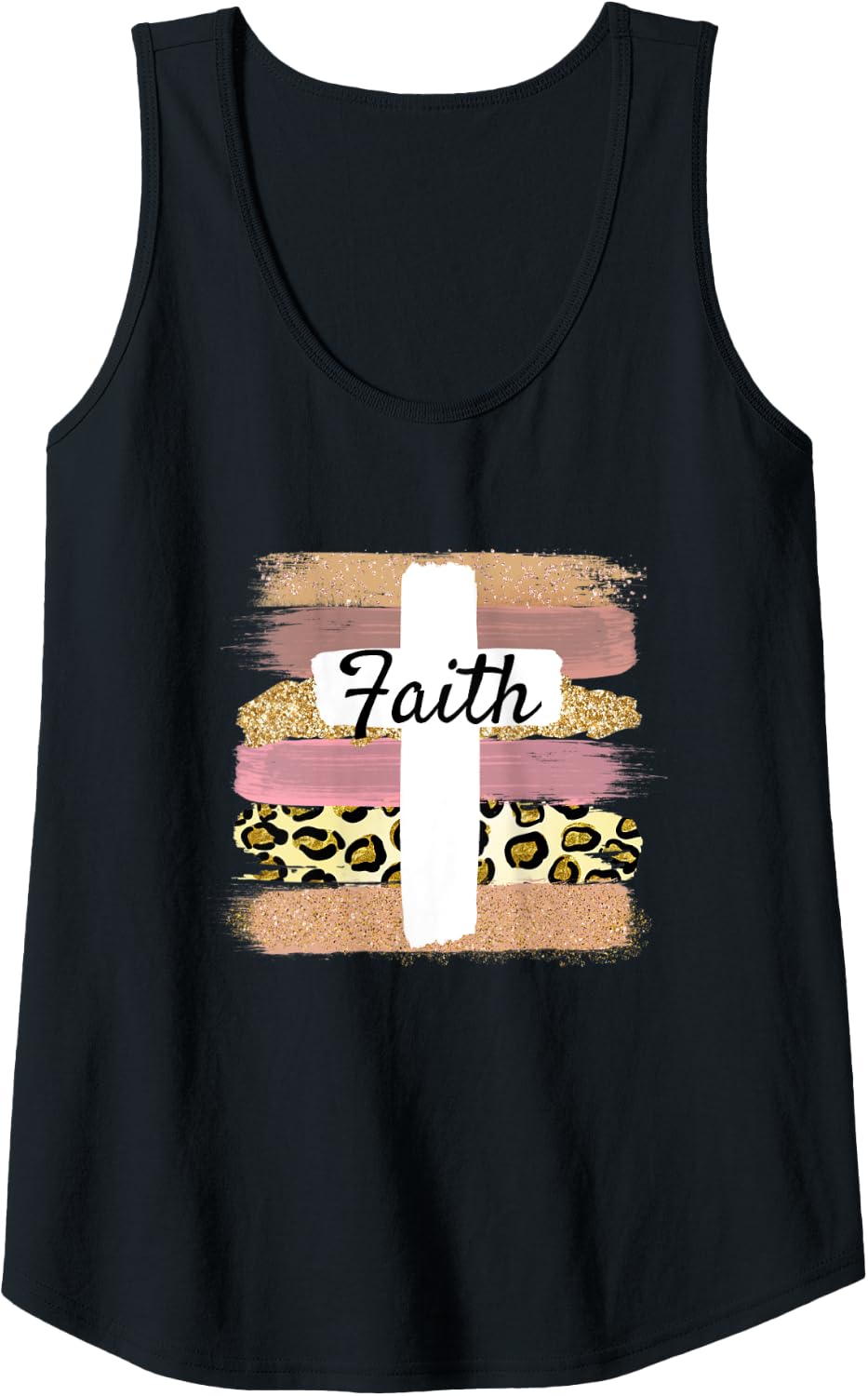 Womens Christian Faith Cross Leopard Cheetah Ombre Print Jesus Tank Top Tank Top Comfort Fit Fan Favorite
