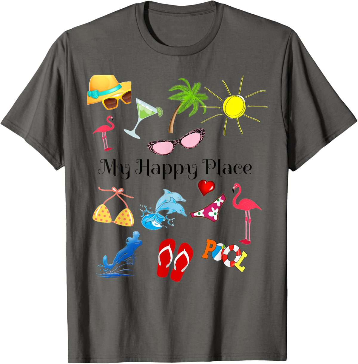 Beach Themed My Happy Place Ocean Sea Reunion Vacation Tee Men Women Kids Apparel | US Viral Pick | Top Rated Comfort