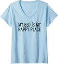 Womens My Bed is My Happy Place Kids Girls Sleeping Nap Pajama V-Neck Apparel | Premium Quality | Top Rated Comfort
