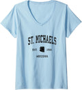 Womens St. Michaels Arizona AZ Vintage Athletic Black Sports Design V-Neck Apparel | Viral Streetwear Style