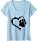 Womens Lion Paw Print Cheetah Footprint Love Heart Tiger Leopard V Neck Apparel Trending US Everyday Wear