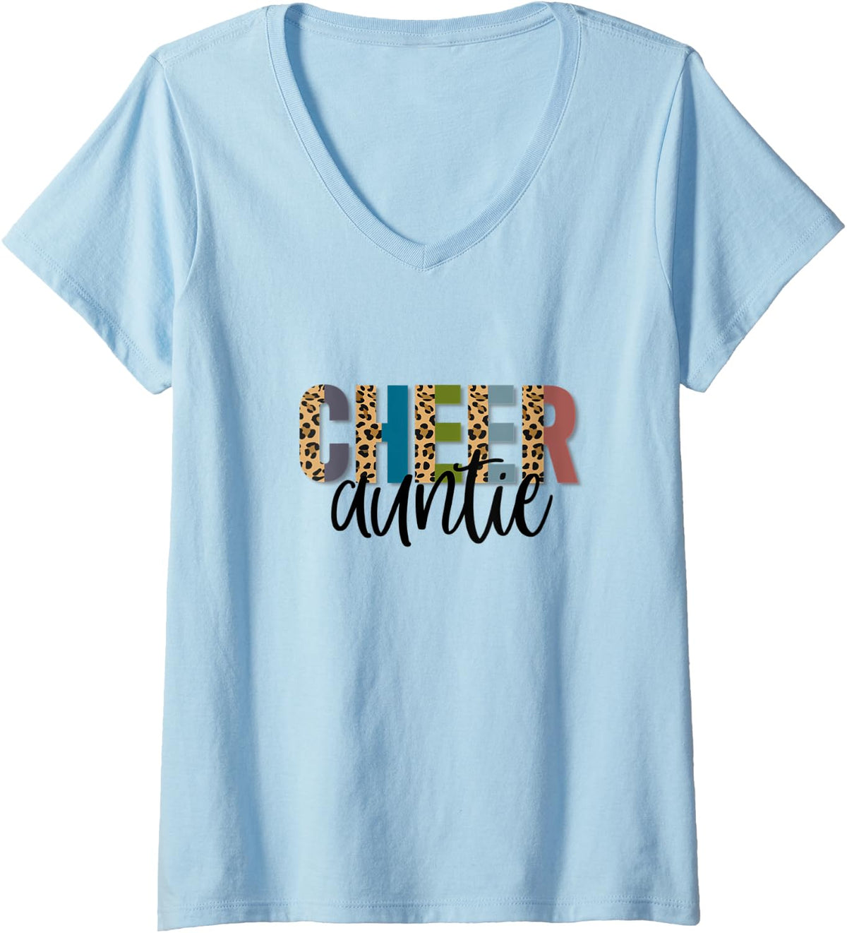 Womens Cheer AUNTIE Leopard Cheetah Print Retro Trendy Cute V Neck Apparel Streetwear Style Best Seller Look