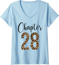 Womens 28 Year Birthday Party Leopard Print 28th Birthday Crew V Neck Apparel Streetwear Style Best Seller Look