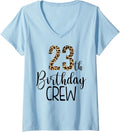 Womens 23 Year Birthday Party Leopard Print 23rd Birthday Crew V Neck Apparel Streetwear Style US Top Pick