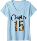 Womens 15 Year Birthday Party Leopard Print 15th Birthday Crew V Neck Apparel Premium Print Gift Ready