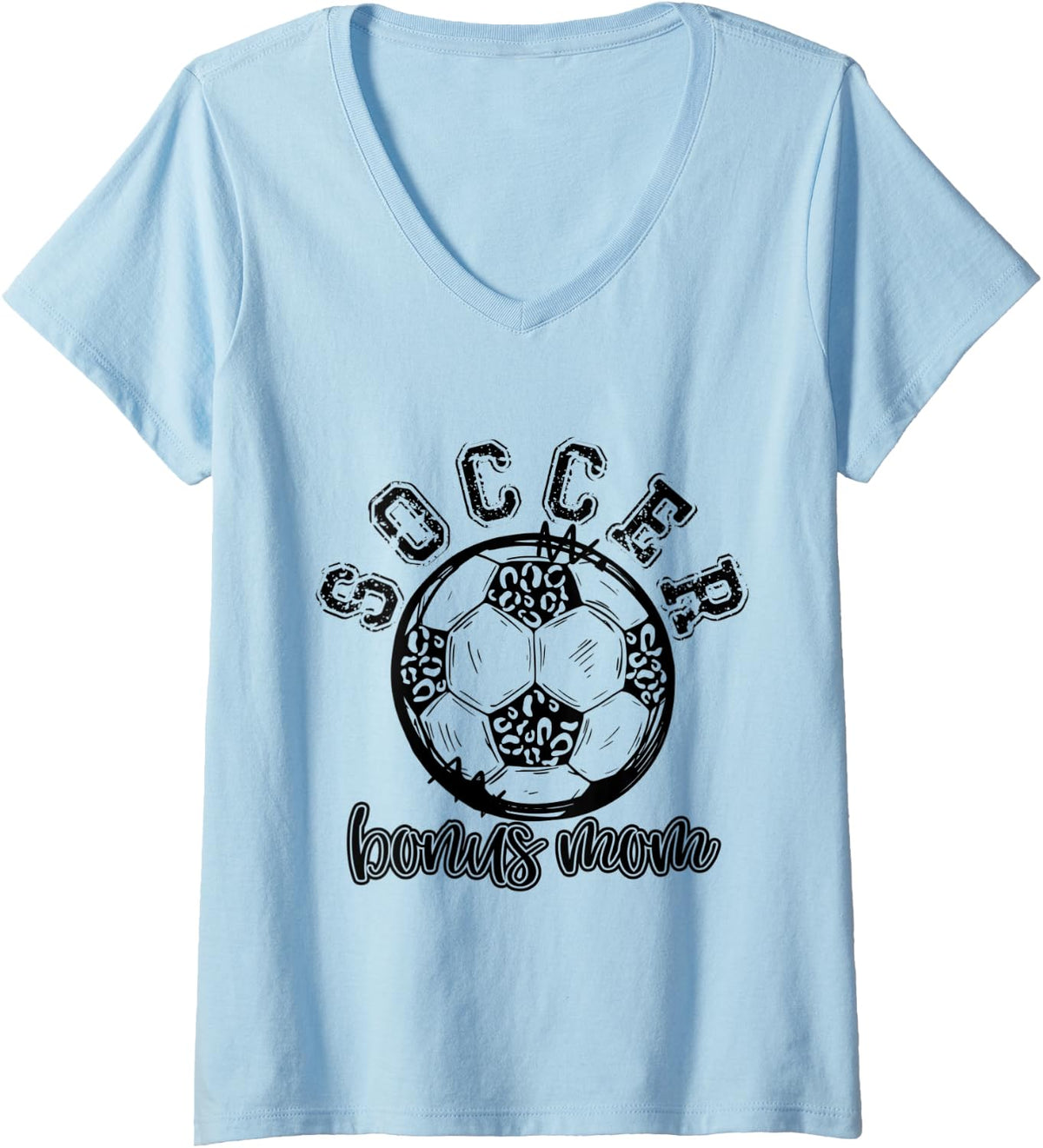 Womens Soccer BONUS MOM Leopard Cheetah Print Retro Trendy Cute V Neck Apparel Streetwear Style Hot Right Now