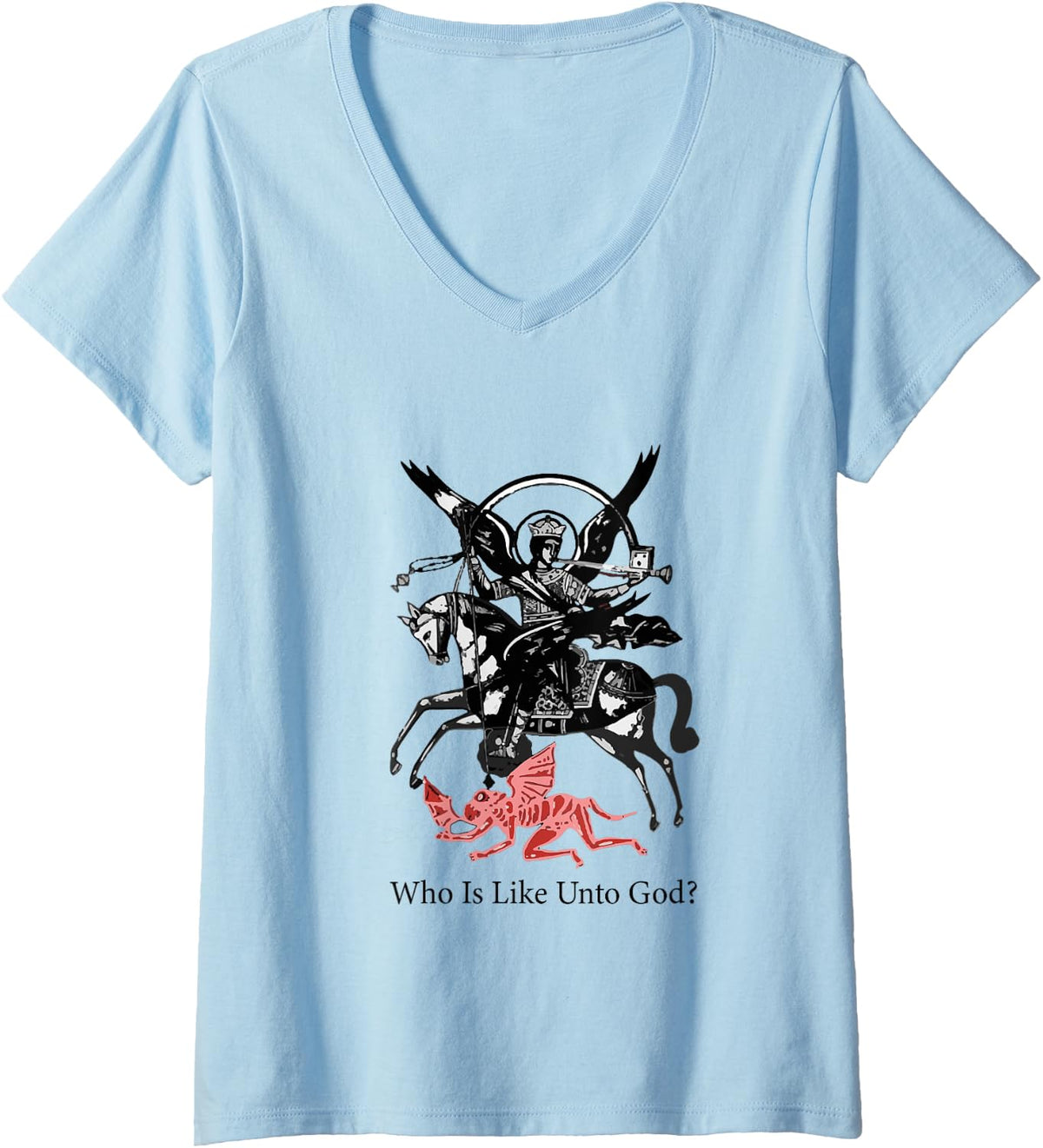 Womens Quis ut Deus Saint Archangel Michael V-Neck Apparel | US Best Seller