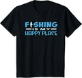 Kids Fishing Is My Happy Place Shirt Fishing T Shirt For Kids T-Shirt | Top Conversion Title | Daily Wear Essential