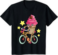 Ice Cream Cone on Retro Bike Kawaii Cartoon Kids Apparel | High Search Volume | Customer Favorite