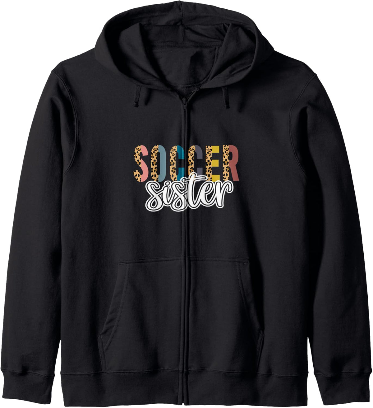 Soccer SISTER Leopard Cheetah Print Retro Trendy Cute Zip Hoodie Hoodie Viral TikTok Find US Top Pick
