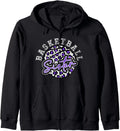Leopard Cheetah Basketball Sister Purple Trendy Spirit Zip Hoodie Hoodie Comfort Fit Gift Ready