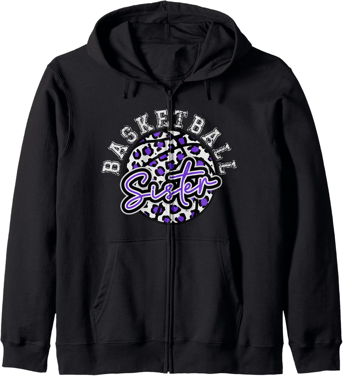 Leopard Cheetah Basketball Sister Purple Trendy Spirit Zip Hoodie Hoodie Comfort Fit Gift Ready