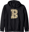 Letter B Initial Leopard Cheetah Print Trendy Watercolor Zip Hoodie Hoodie High Search Demand Best Seller Look