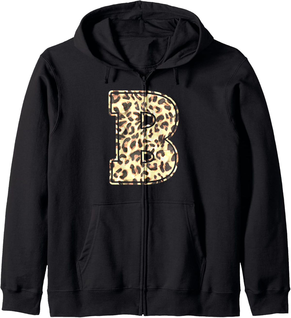 Letter B Initial Leopard Cheetah Print Trendy Watercolor Zip Hoodie Hoodie High Search Demand Best Seller Look