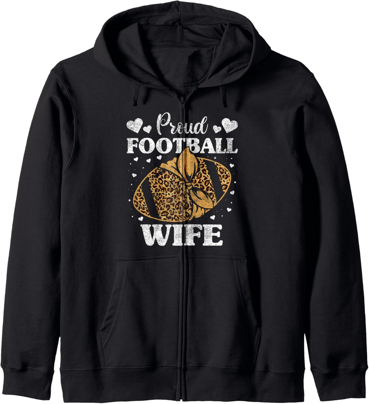 Proud Football Wife Shirt Women Football Cheetah Print Zip Hoodie Hoodie Streetwear Style US Top Pick