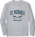 St. Michaels Maryland Vintage Nautical Paddles Sports Oars Long Sleeve Apparel | Everyday Casual Wear