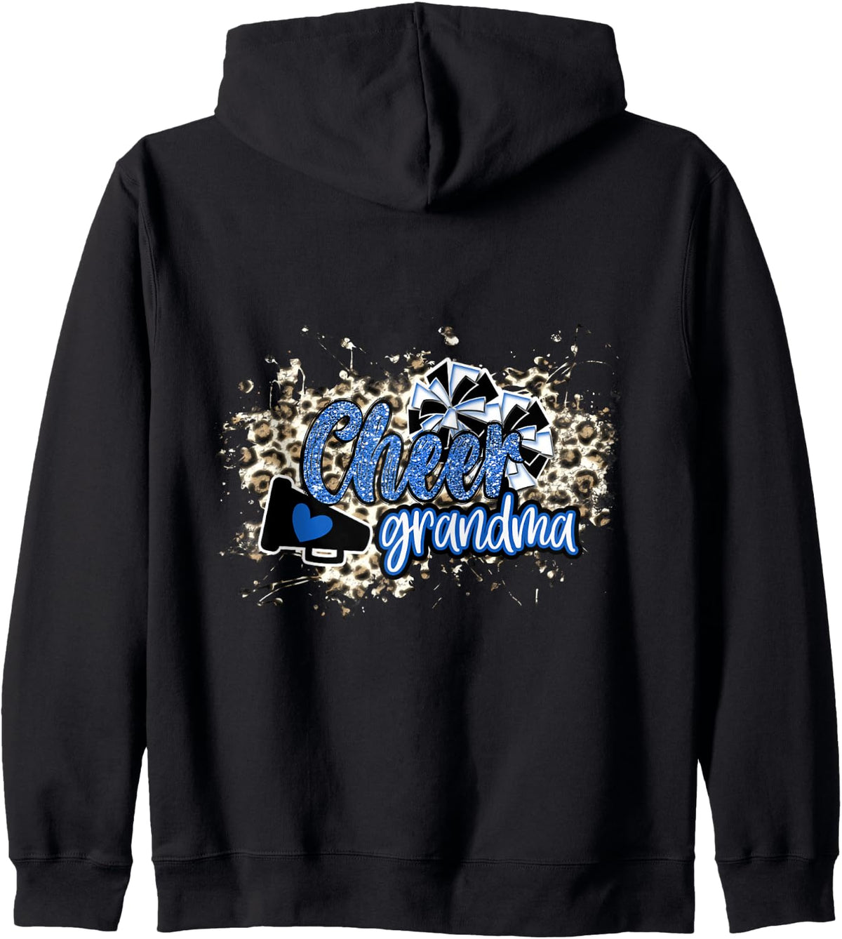 Cheer Grandma Shirt Megaphone Blue Leopard Cheetah Print Zip Hoodie Hoodie Comfort Fit US Top Pick