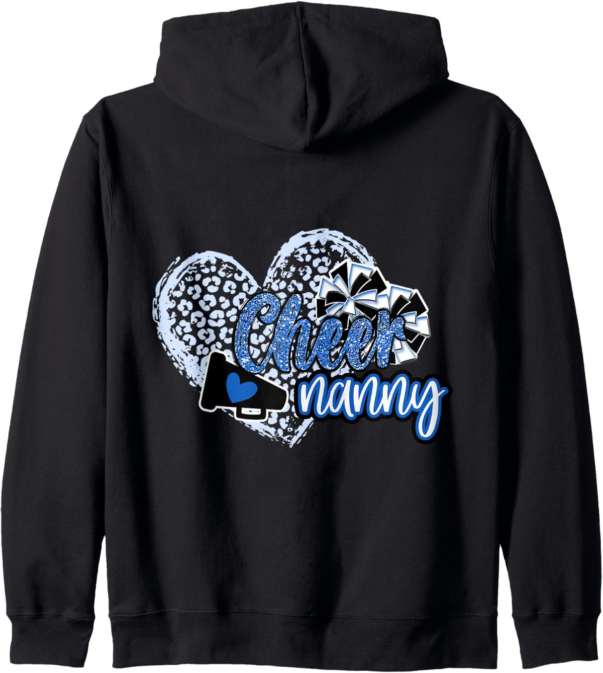 Cheer Nanny Shirt Megaphone Blue Leopard Cheetah Print Zip Hoodie Hoodie Premium Print Fan Favorite