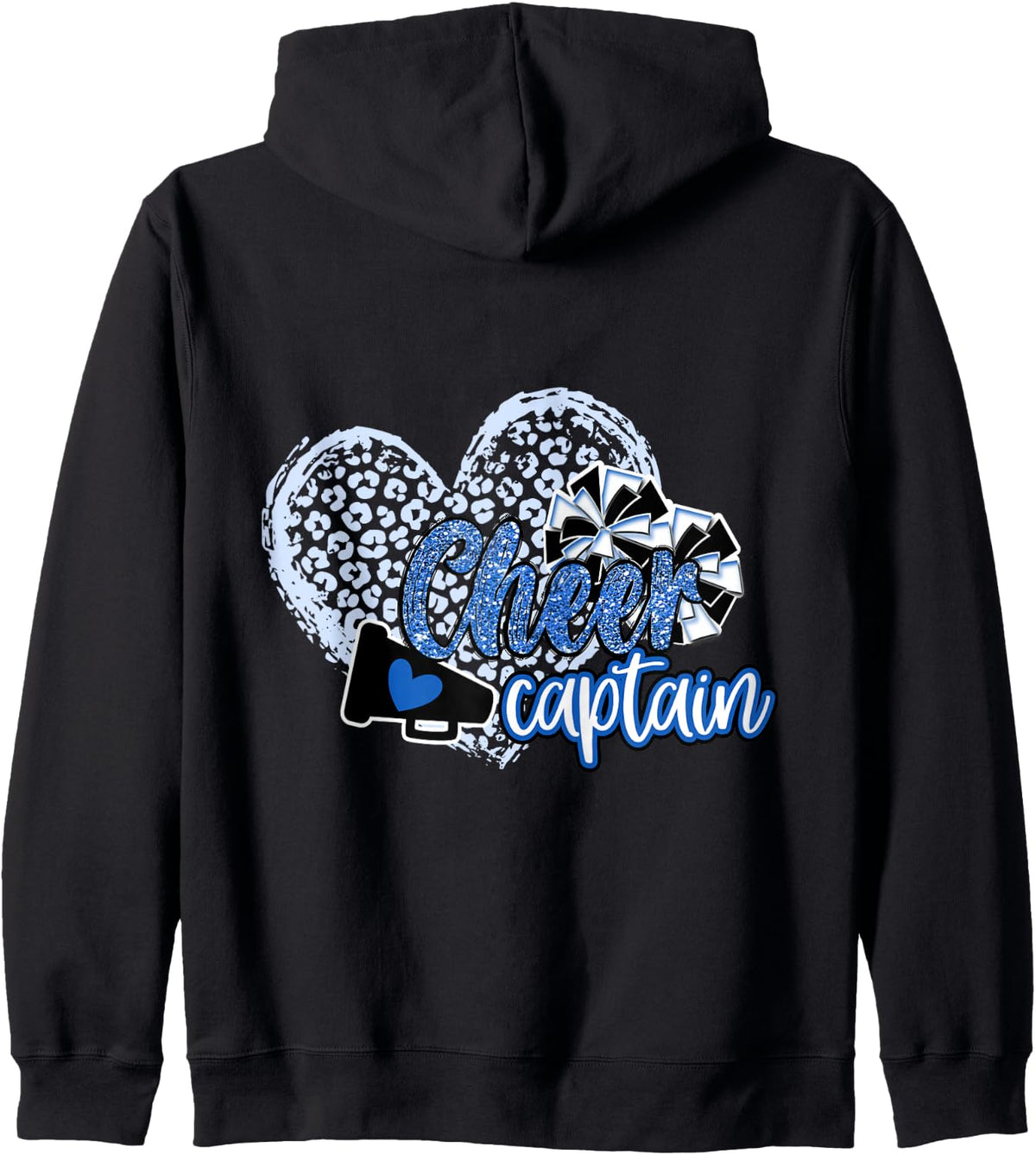 Cheer Captain Shirt Megaphone Blue Leopard Cheetah Print Zip Hoodie Hoodie High Search Demand Best Seller Look