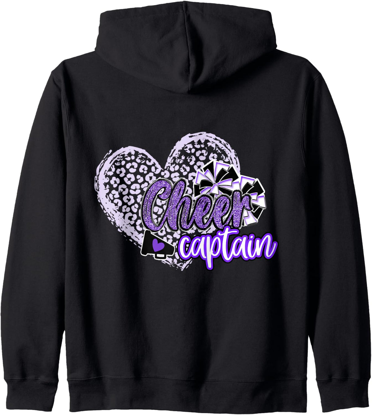 Cheer Captain Shirt Megaphone Purple Leopard Cheetah Print Zip Hoodie Hoodie High Search Demand Everyday Wear