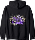 Cheer Aunt Shirt Megaphone Purple Leopard Cheetah Print Zip Hoodie Hoodie Streetwear Style Gift Ready