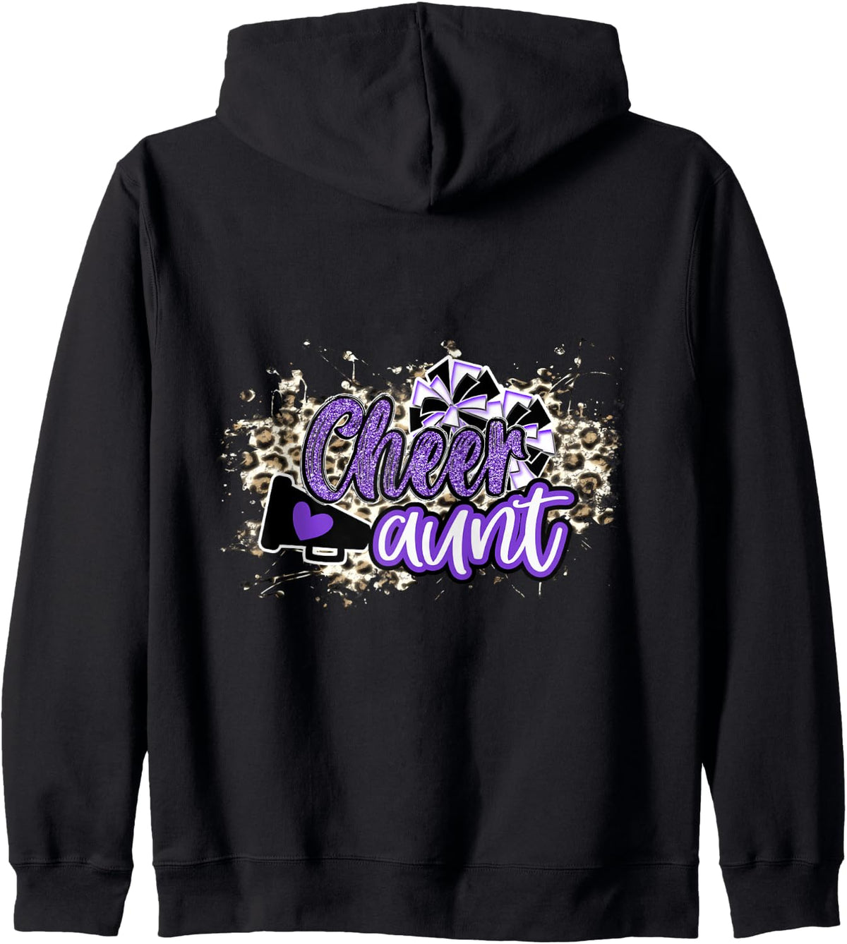 Cheer Aunt Shirt Megaphone Purple Leopard Cheetah Print Zip Hoodie Hoodie Streetwear Style Gift Ready