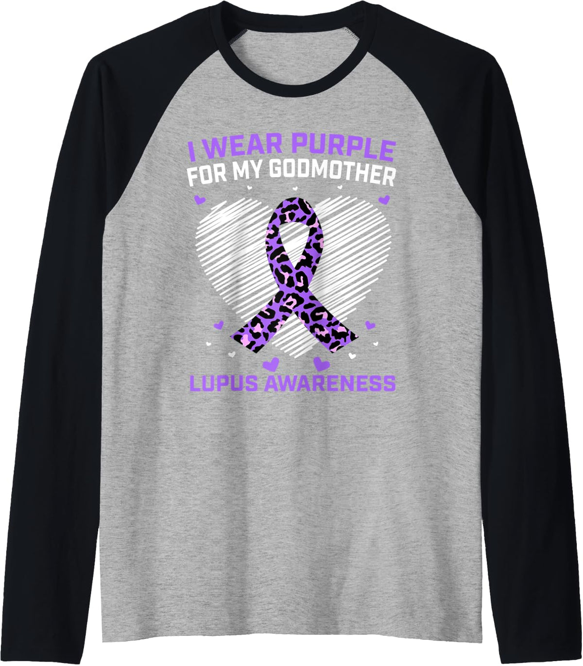 I Wear Purple For My Godmother Lupus Awareness Cheetah Print Raglan Baseball Tee T Shirt High Search Demand Everyday Wea