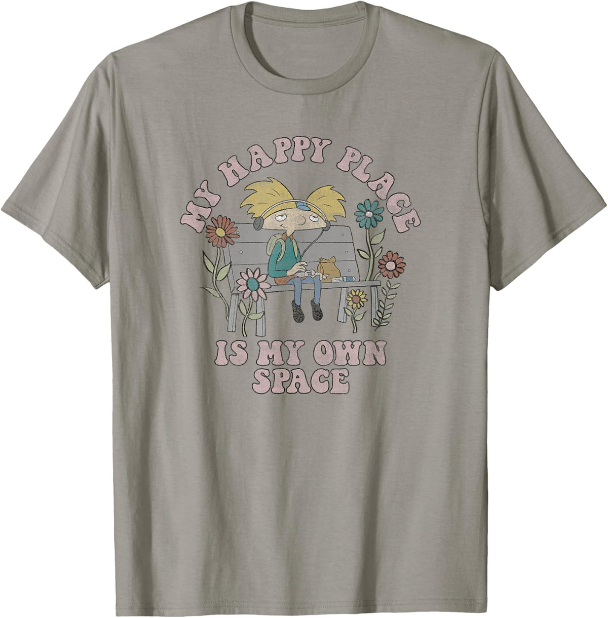 Hey Arnold! My Happy Place Is My Own Space Distressed Apparel | Google Shopping Optimized | Top Rated Comfort
