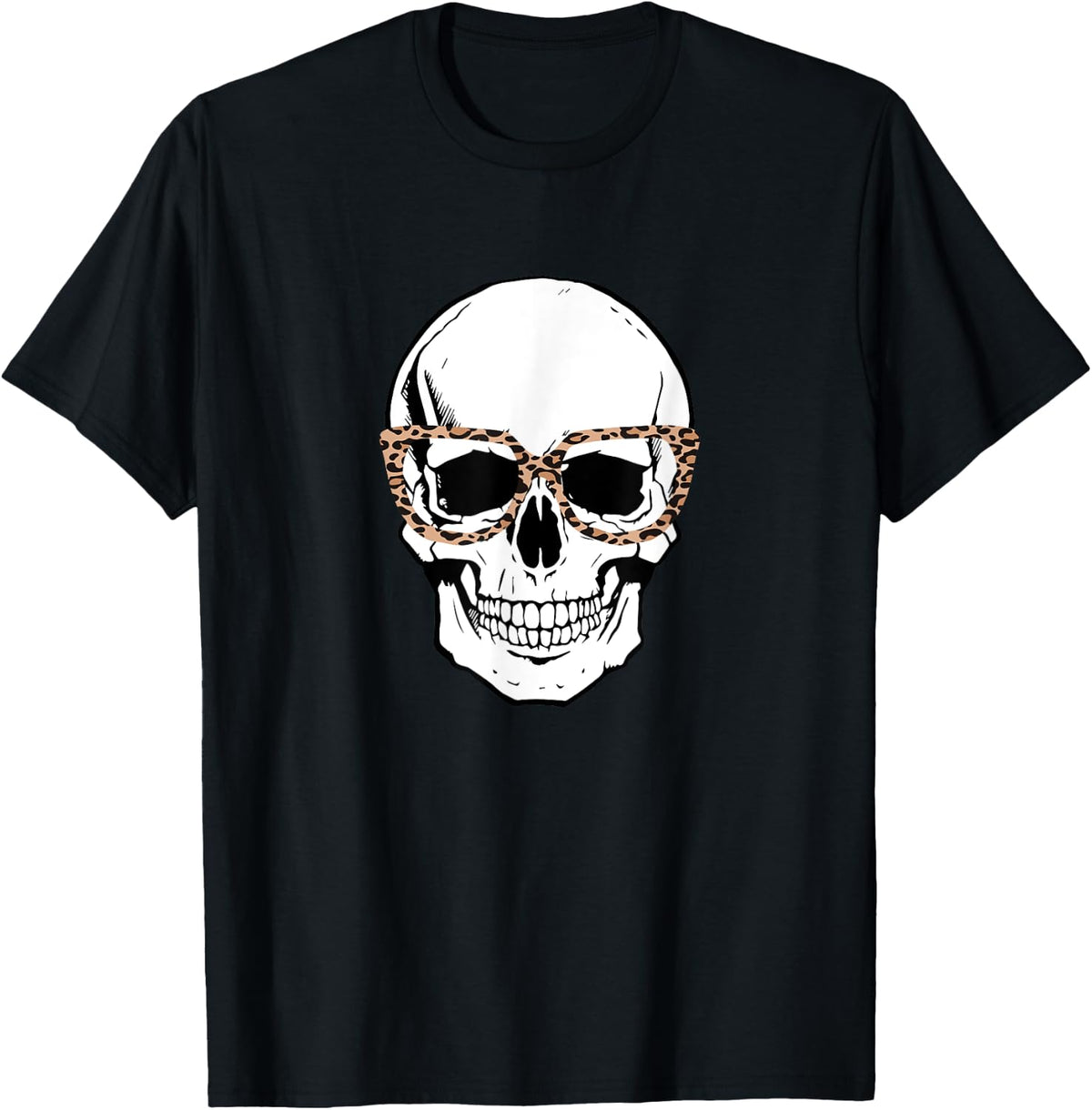Skull with Cheetah Print Glasses Leopard Skull Skull Apparel Viral TikTok Find Gift Ready