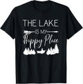 Lake Is My Happy Place Boat Man Forest Silhouette Apparel | Google Shopping Optimized | Aesthetic Casual Look