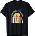 Dog Lover Bookworm, Read & Bark, Books & Dog My Happy Place T-Shirt for Men Women Girls Kids T-Shirt | Top Conversion Title | Customer Favor...
