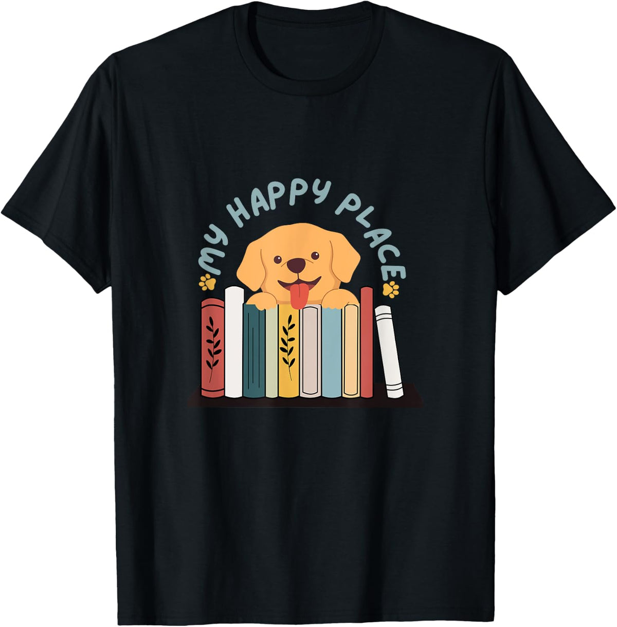 Dog Lover Bookworm, Read & Bark, Books & Dog My Happy Place T-Shirt for Men Women Girls Kids T-Shirt | Top Conversion Title | Customer Favor...