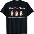 Teach Love Inspire Valentines Day 4th Grade Teacher Gnomes Apparel Streetwear Style Best Seller Look
