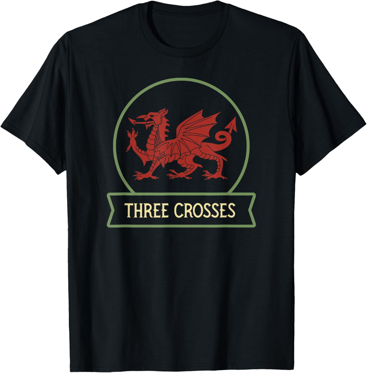 Three Crosses - Welsh places - Wales - Cymru - Welsh dragon Apparel | Trending 2025 | Aesthetic Casual Look