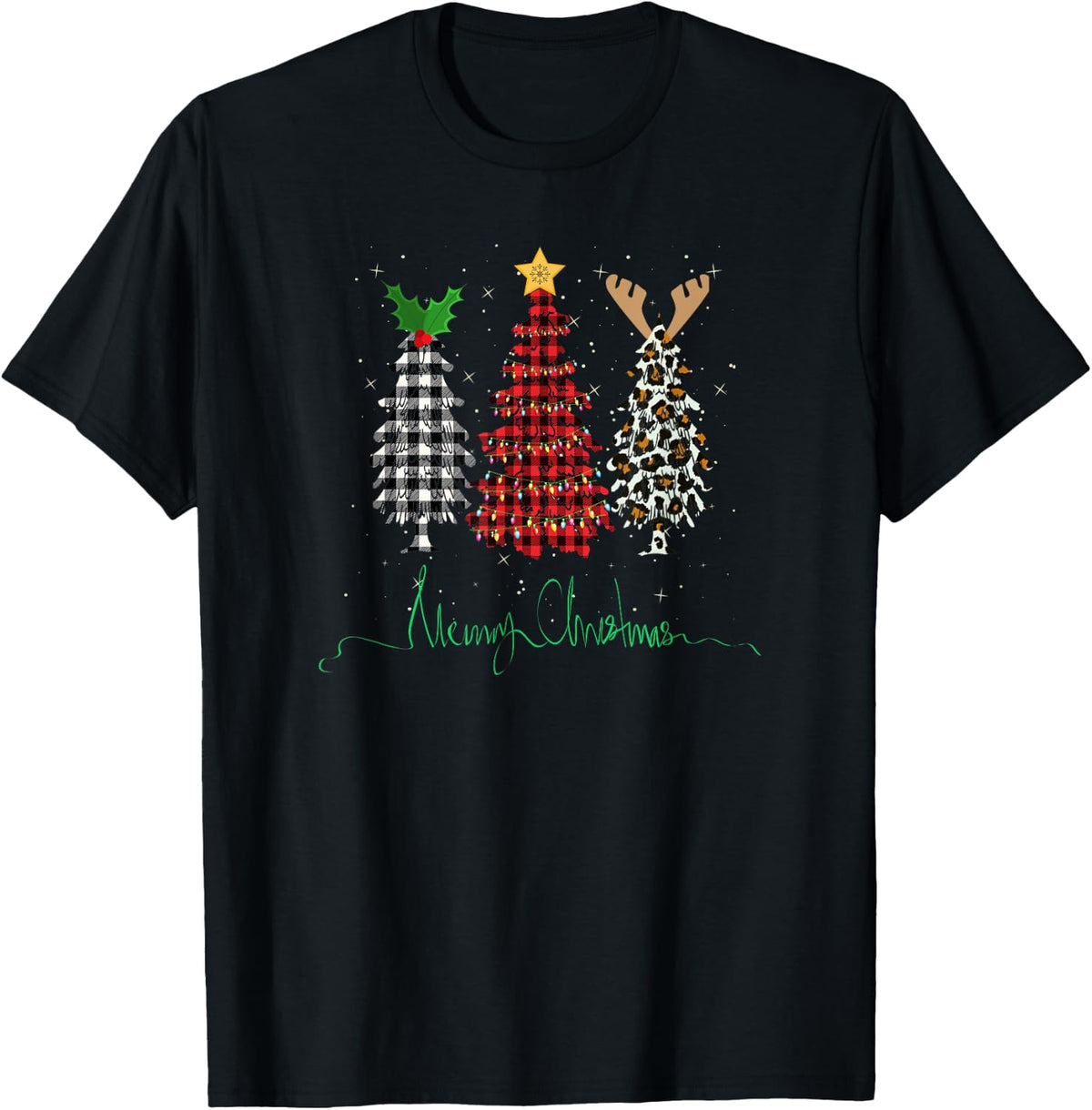 Christmas Trees Buffalo Plaid Leopard Cheetah Print Gift Apparel Premium Print Everyday Wear