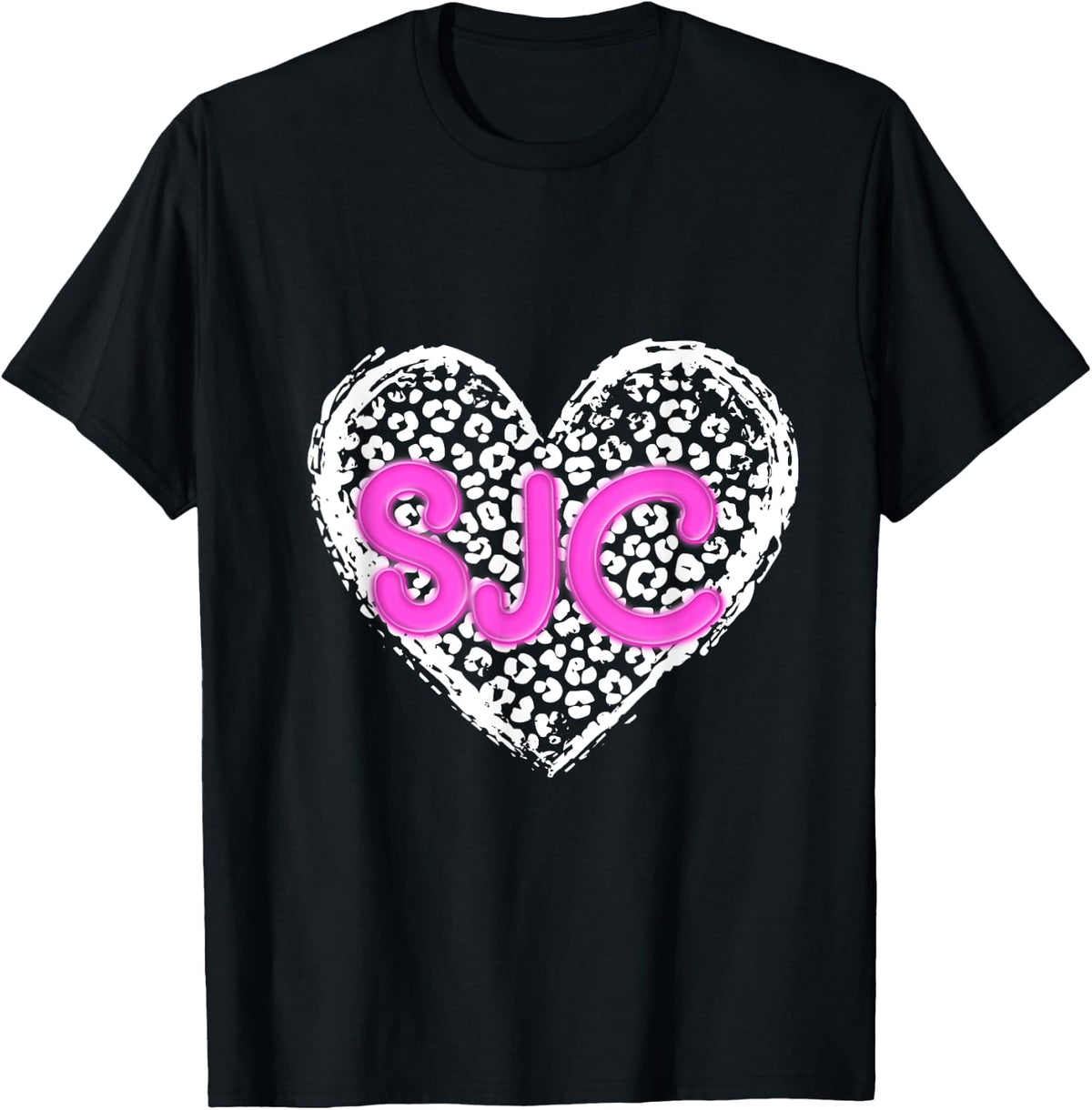SJC Pink Initials Leopard Cheetah Heart Trendy Womens Apparel Trending US US Top Pick