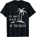 Retro My Happy Place Is At The Beach Shirt Funny Summer T-Shirt for Men Women Kids T-Shirt | High Search Volume | Aesthetic Casual Look