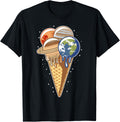 Ice Cream T Shirt Planets in Space for Women Kids Men T-Shirt | Bestseller Style | Aesthetic Casual Look