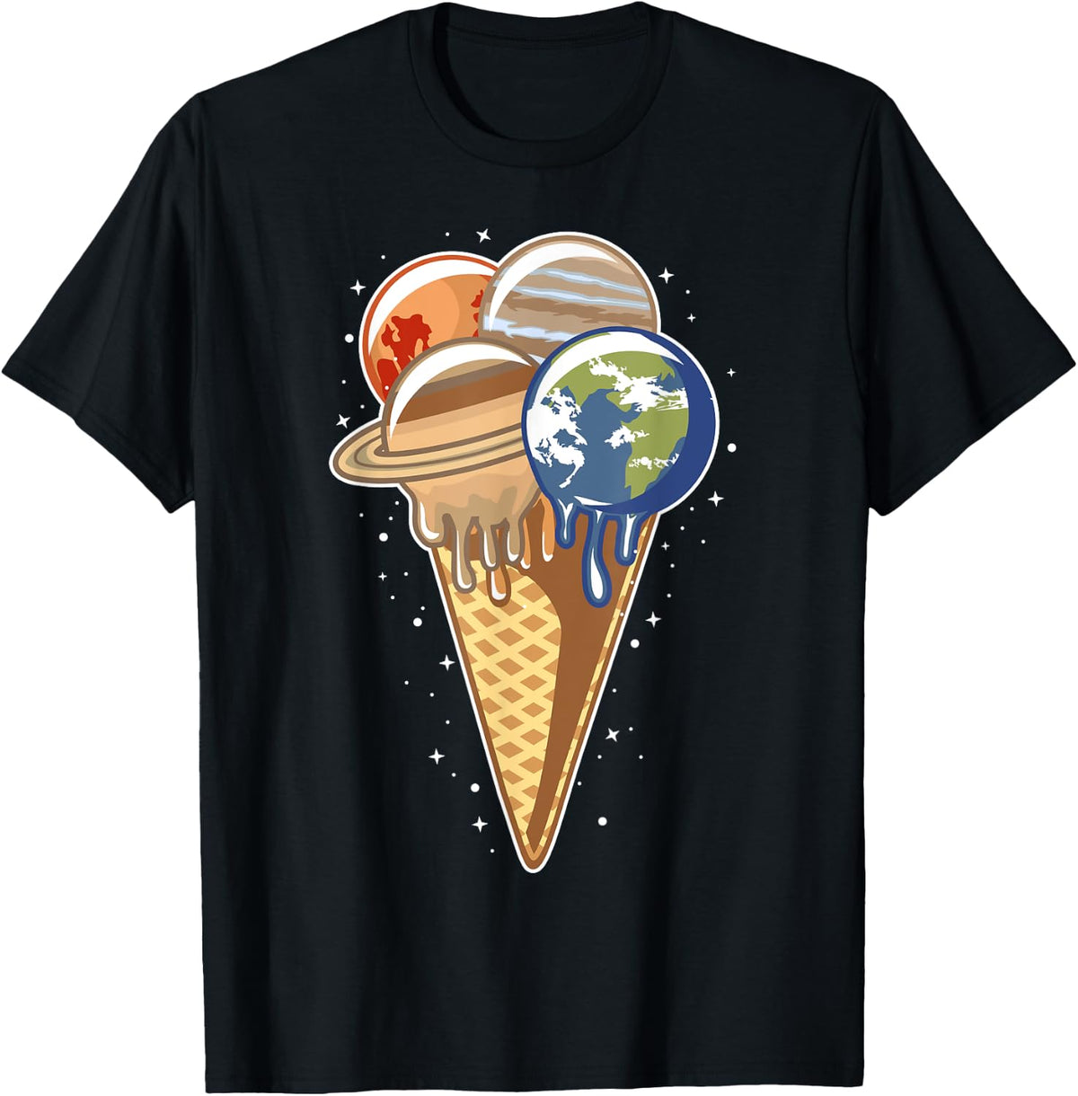 Ice Cream T Shirt Planets in Space for Women Kids Men T-Shirt | Bestseller Style | Aesthetic Casual Look