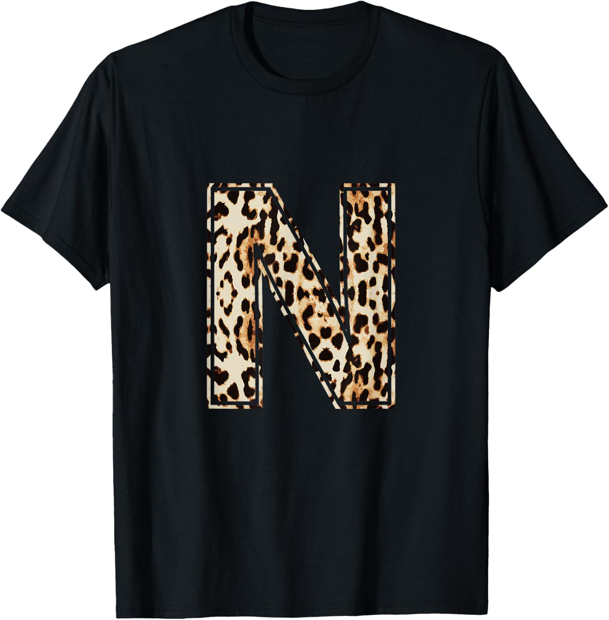 Awesome Letter N Initial Name Leopard Cheetah Print Apparel Comfort Fit Everyday Wear