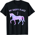 My Happy Place Watercolor Funny Horse Lover Horseback Riding Apparel | Top Conversion Title | Aesthetic Casual Look