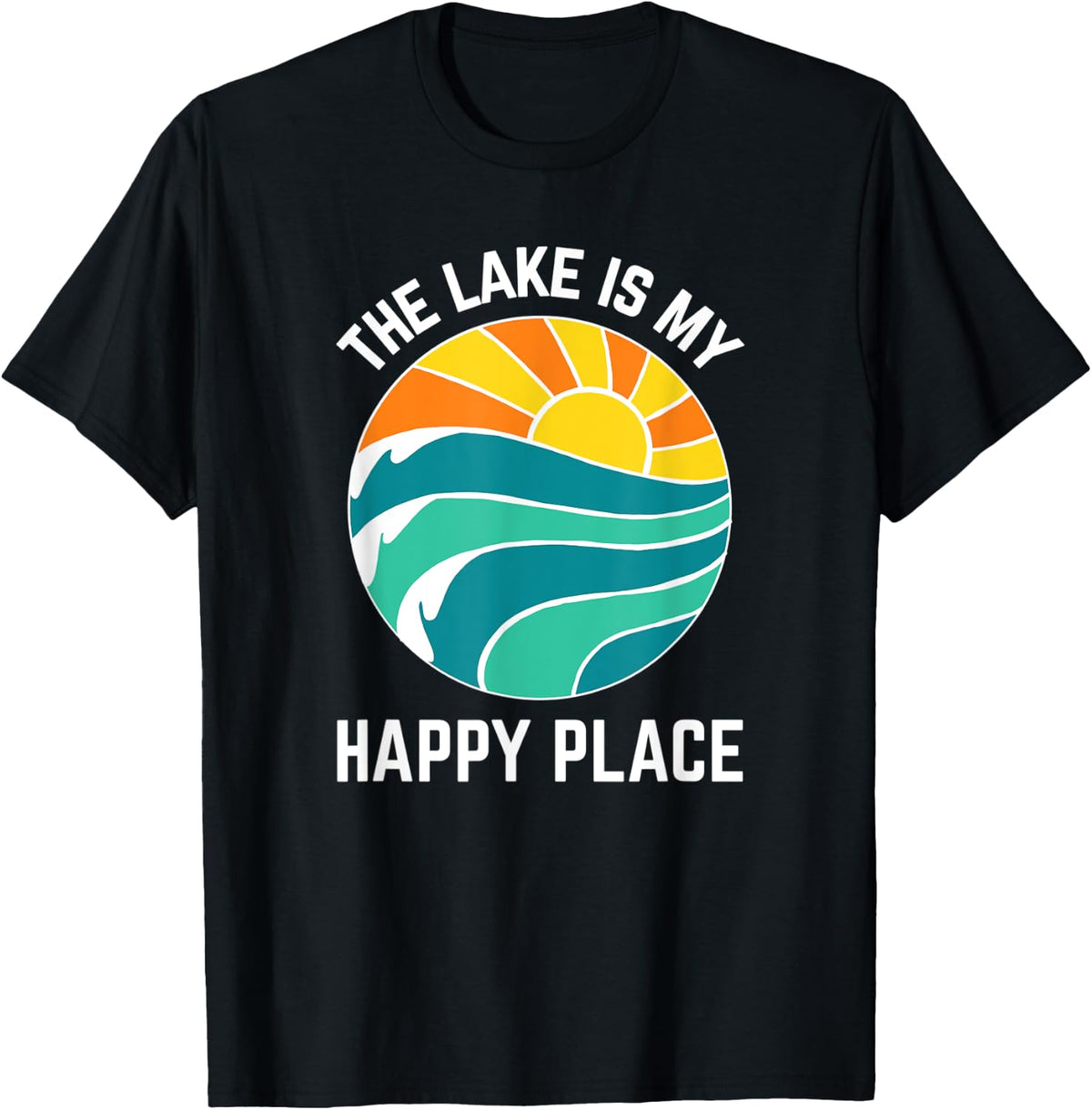 Funny The Lake Is My Happy Place Boating Fishing Lake Cabin Apparel | US Viral Pick | Perfect Gift Choice
