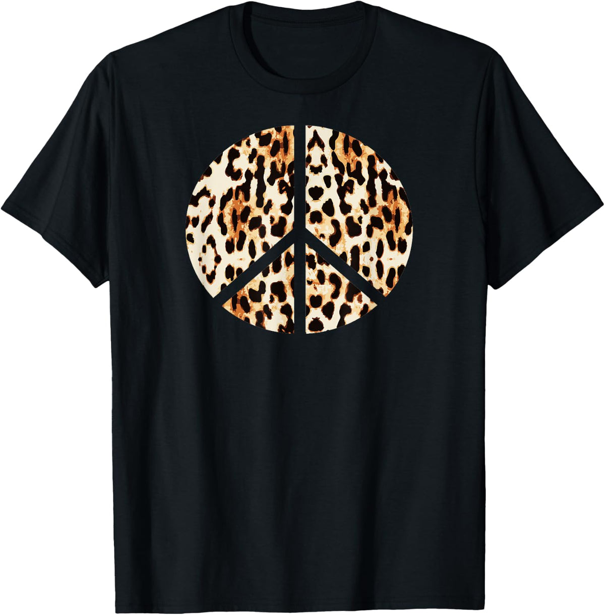 Cool Inverse Peace Symbol Leopard Cheetah Print T Shirt T Shirt Comfort Fit Best Seller Look