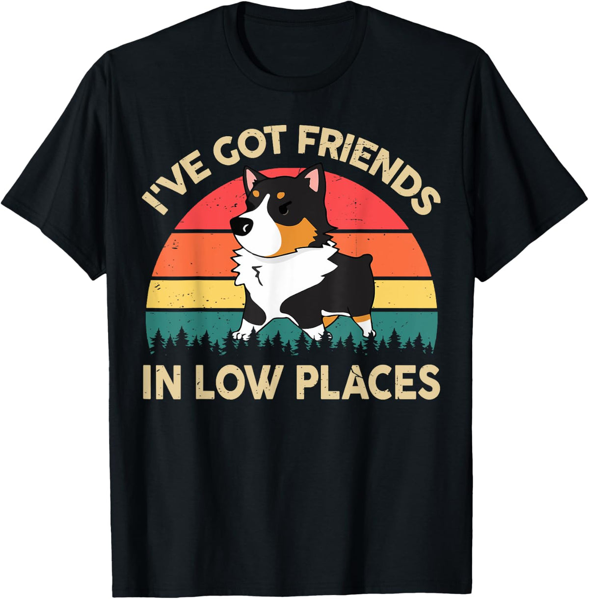 Funny Got Friends Low Place Tricolor Corgi-Shirt Lover Gifts T-Shirt | High Search Volume | Daily Wear Essential